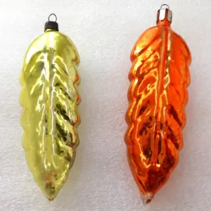 Set of 2 Antique Vintage Glass Christmas Ornaments Tree Russian Leafs