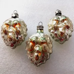 Set of 3 Antique Vintage Glass USSR Christmas Ornaments Old Acorns