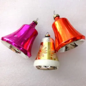 Set of 3 Antique Vintage Glass Christmas Ornaments tree Russian Bells