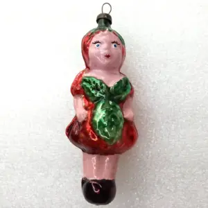 Vintage Glass Christmas Ornament Tree Cherry Girl