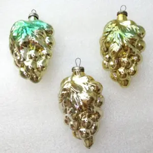 Set of 3 Vintage Glass Christmas Ornament Grapes