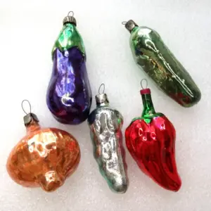 Set of 5 Vintage Glass Christmas Ornament Vegetables