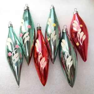 Set of 6 Vintage Glass Christmas Ornament Icicles