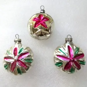 Set of 3 Vintage Glass Christmas Ornament Stars