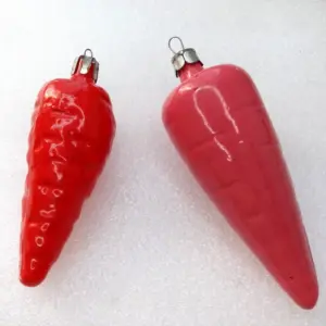 Set of 2 Vintage Glass Christmas Ornament Carrots