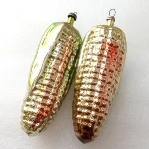 Set of 2 Vintage Glass Christmas Ornament Corns
