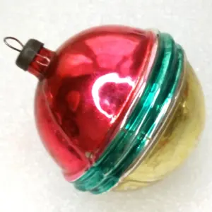 Vintage USSR Glass Christmas Ornament Old Ball