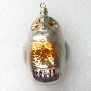Vintage Glass Christmas Ornament Old Owl