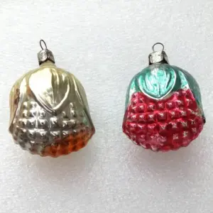Set of 2 Vintage Glass Christmas Ornaments Tree Flowers