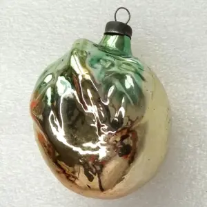 Vintage Glass Christmas Ornament Apricot