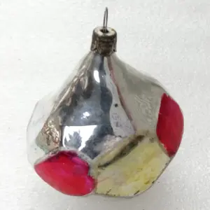 Vintage Silver Glass Christmas Ornament