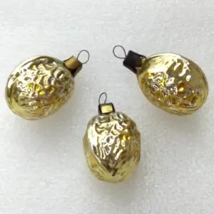 Set of 2 Vintage Glass Christmas Ornaments Nuts