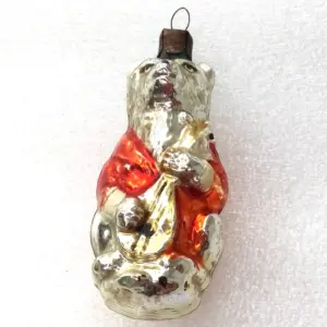Vintage Glass Christmas Ornament Bear