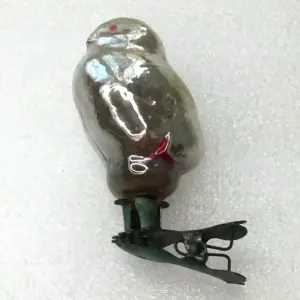 Vintage Silver Glass Christmas Ornament Chicken