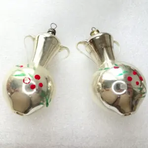 Set of 2 Vintage USSR Glass Christmas Ornament Old Jugs