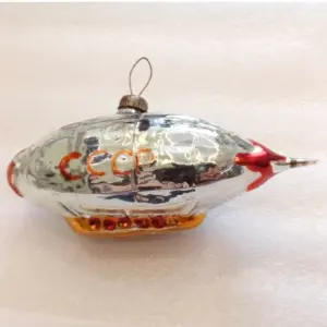 Vintage USSR Glass Christmas Ornament Old Dirigible