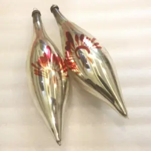 Set of 2 Vintage USSR Glass Christmas Ornament Big Icicles