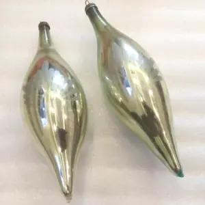 Set of 2 Vintage USSR Glass Christmas Ornament Big Icicles