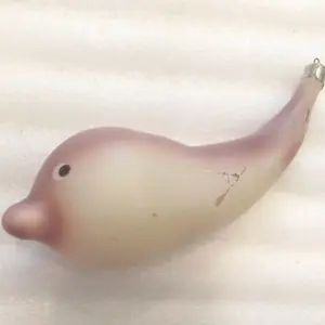 Big Vintage USSR Glass Christmas Ornament Dolphin