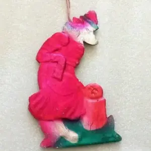 Vintage USSR Cardboard "Dresden" Christmas Ornament Wolf with Kolobok