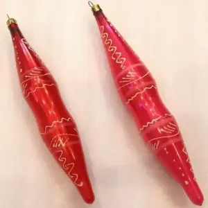 Set of 2 Vintage USSR Glass Christmas Ornaments Big Old Icicles