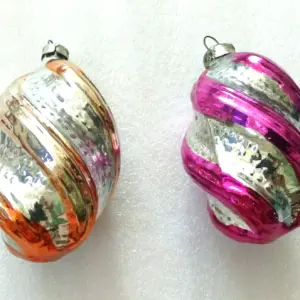 Set of 2 Vintage USSR Glass Christmas Ornaments Old Icicles