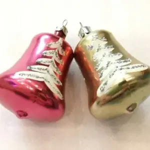 Set of 2 Vintage USSR Glass Christmas Ornaments Bells