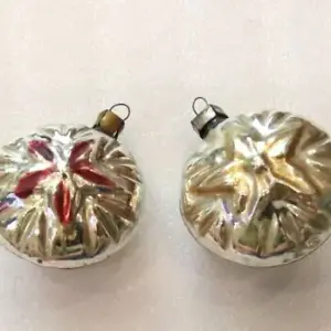 Set of 2 Vintage USSR Glass Christmas Ornaments Old Red Stars