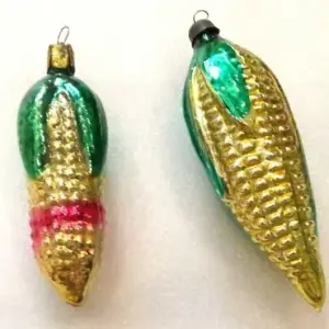 Set of 2 Vintage USSR Glass Christmas Ornaments Old Corns