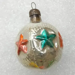 Antique Vintage USSR Glass Christmas Ornament Tree Toy Ball Star