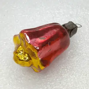 Antique Vintage USSR Silver Glass Christmas Ornament Flower