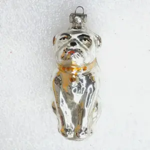 Antique Vintage USSR Mercury Glass Christmas Ornament Bulldog