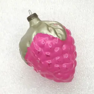 Antique Vintage USSR Glass Christmas Ornament Raspberry