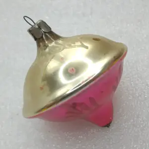 Antique Vintage USSR Silver Glass Christmas Ornament Whirligig