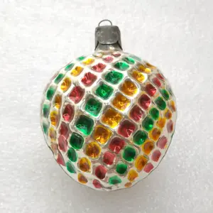 Antique Vintage USSR Silver Glass Christmas Ornament Heart