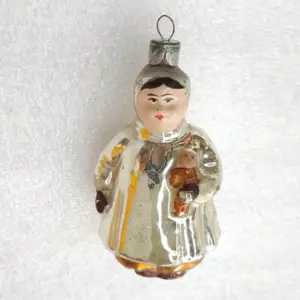 Antique Vintage USSR Mercury Glass Christmas Ornament Girl