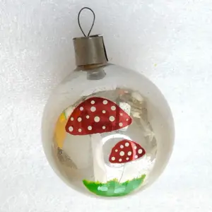 Antique Vintage USSR Mercury Glass Christmas Ornament Mushrooms