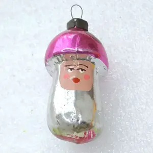 Antique Vintage USSR Glass Christmas Ornament Tree Toy Mushroom