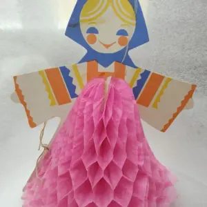 Antique Vintage USSR Paper Christmas Ornament Girl