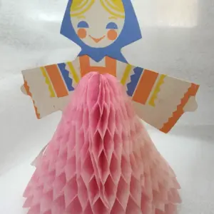 Antique Vintage USSR Paper Christmas Ornament Girl