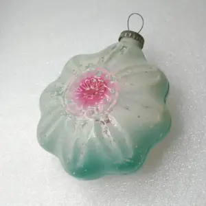 Huge Antique Vintage USSR Glass Christmas Ornament Flower