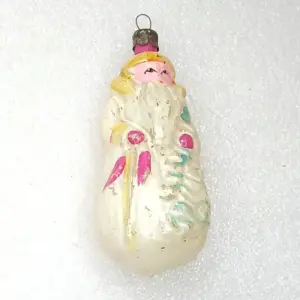 Antique Vintage USSR Glass Christmas Toy Ornament Santa