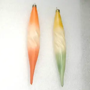 Set of 2 Antique Vintage USSR Glass Christmas Ornaments Icicles
