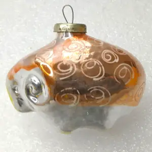 Antique Vintage USSR Silver Glass Christmas Tree Ornament Ram