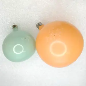 Set of 2 Antique Vintage USSR Silver Glass Christmas Ornament Ball