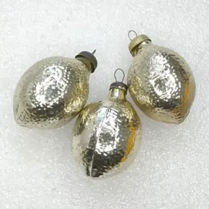 Set of 3 Antique Vintage Glass USSR Christmas Ornaments Tree Lemons