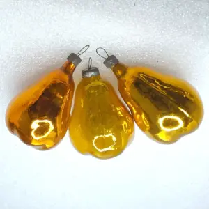 Set of 3 Antique Vintage Glass USSR Christmas Ornaments Tree Pears