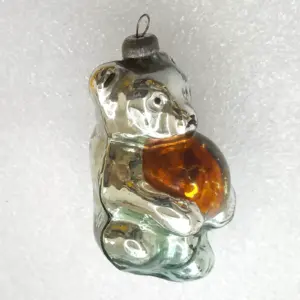 Antique Vintage Mercury Glass USSR Christmas Ornament Bear Cub