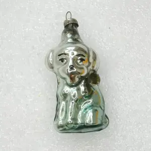 Antique Vintage Mercury Glass USSR Christmas Ornament Puppy