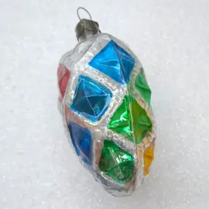 Antique Vintage Silver Glass USSR Christmas Ornament Cone